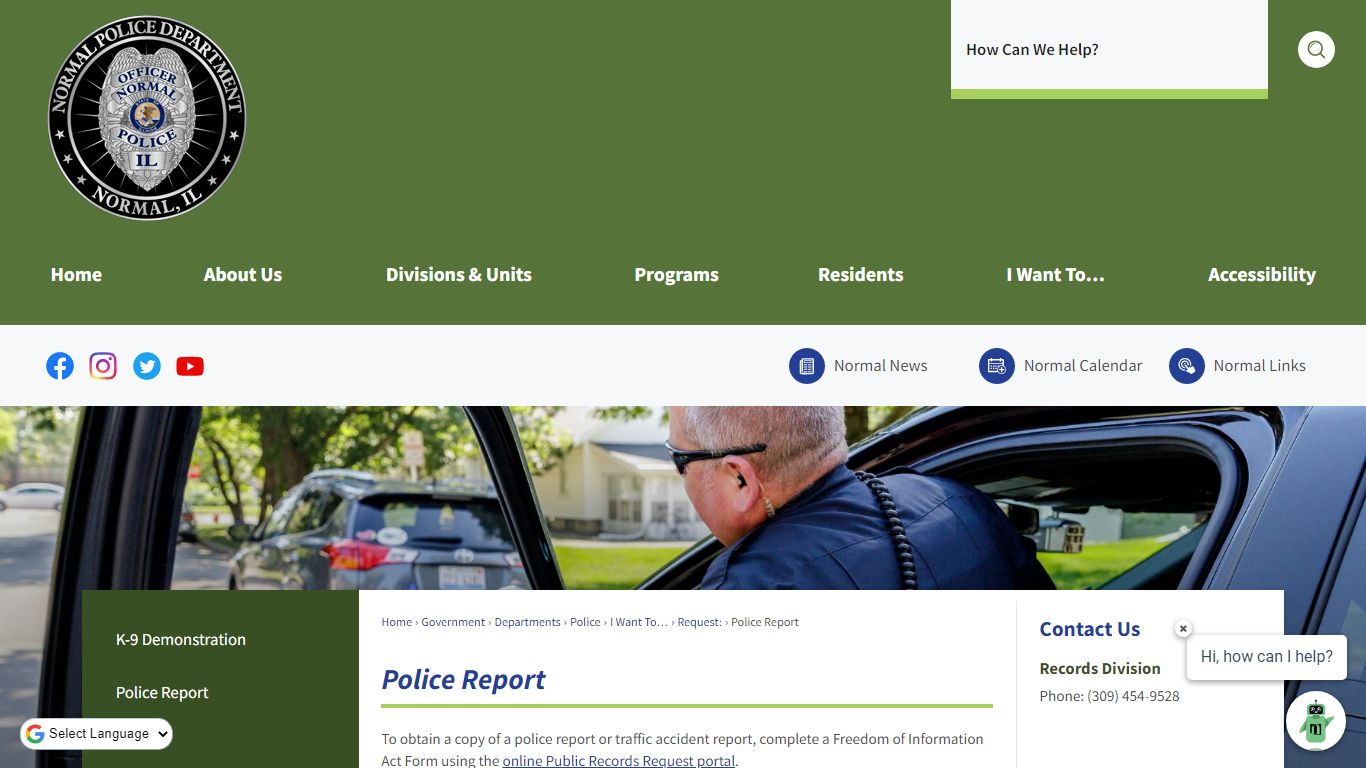 Police Report | Normal, IL - Official Website