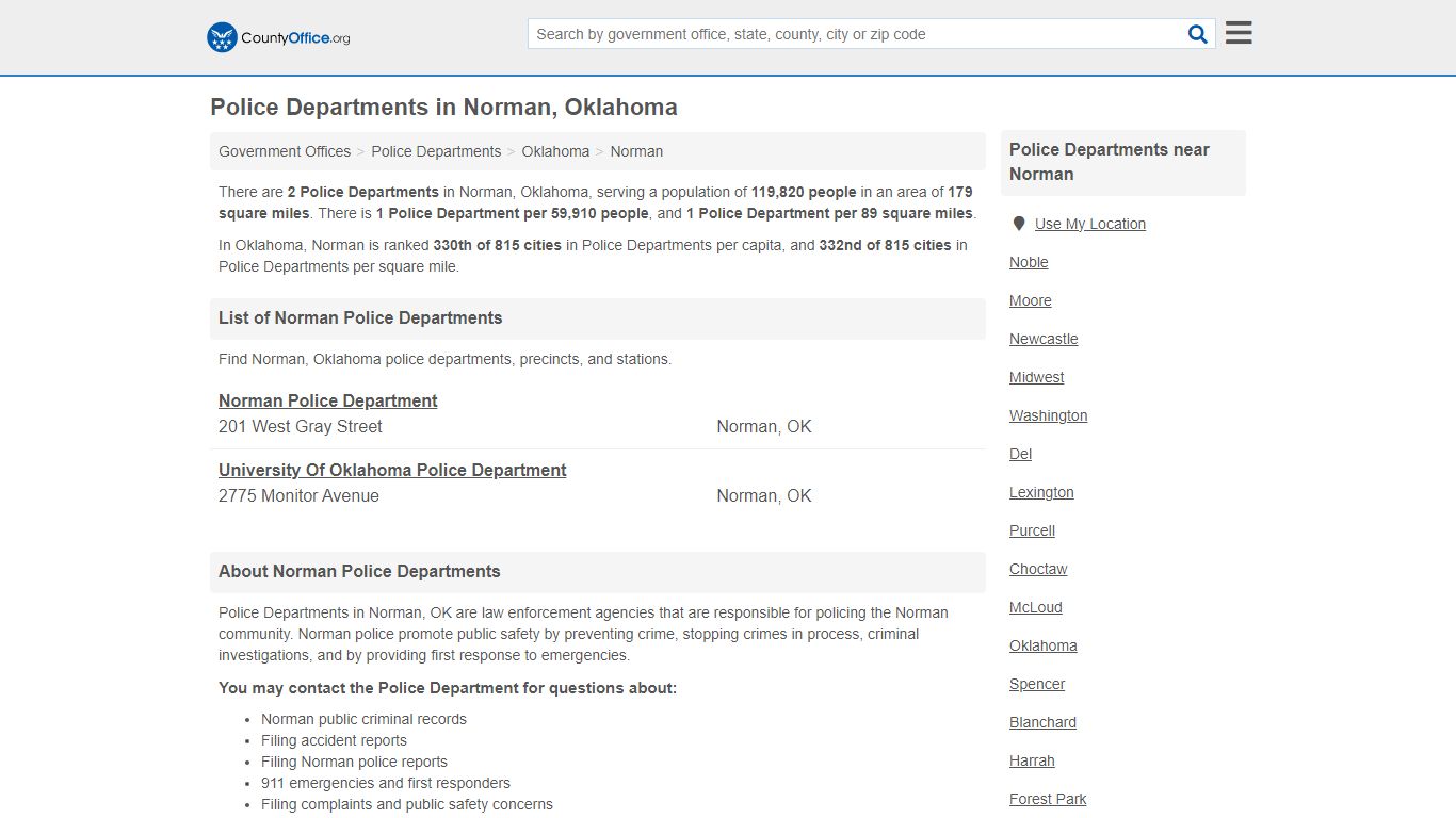 Police Departments - Norman, OK (Arrest Records & Police Logs)